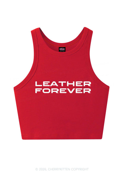 Leather Forever Y2K Crop Tank Top Cherrykitten