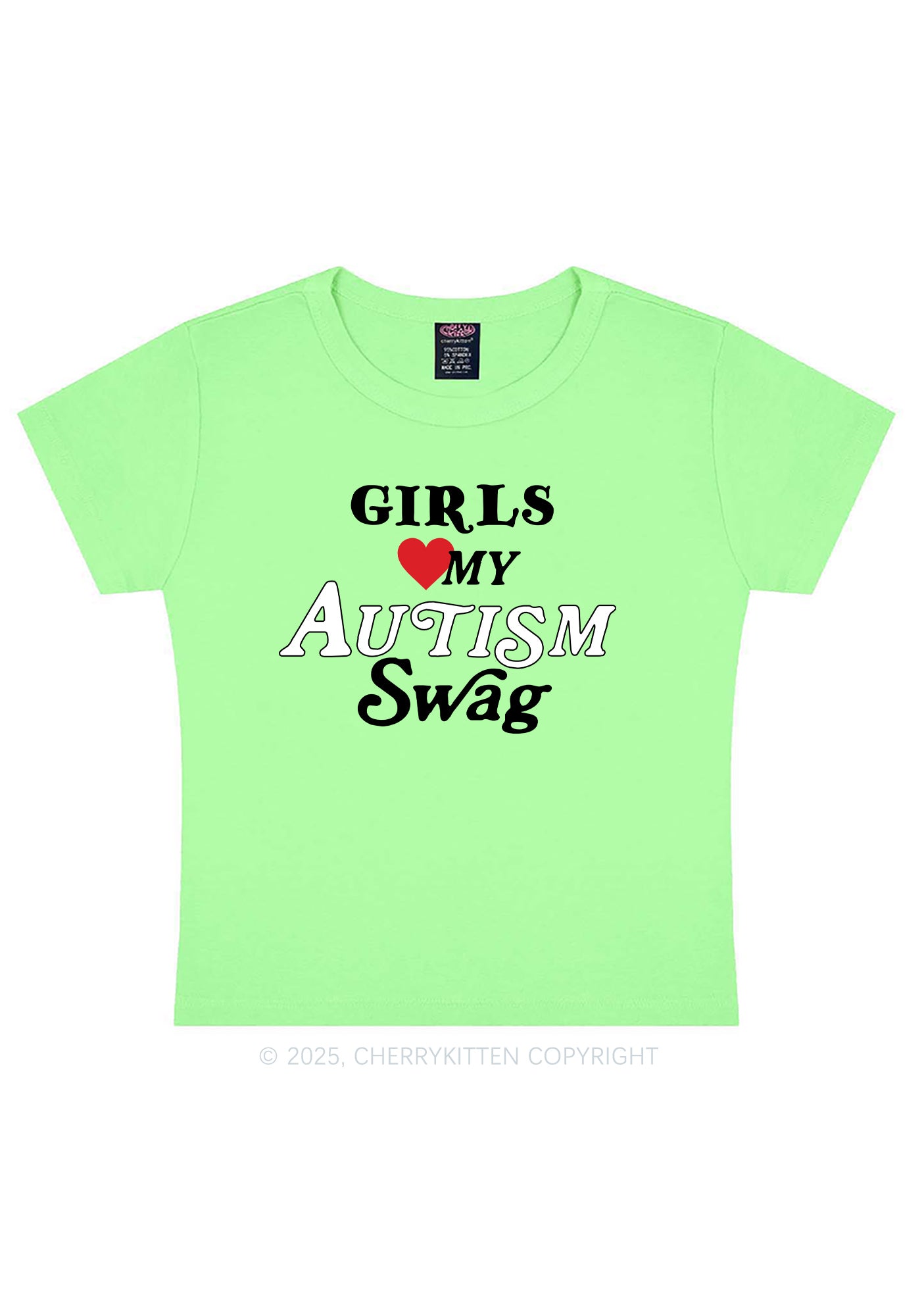 Girls Love Autism Swag Y2K Baby Tee Cherrykitten