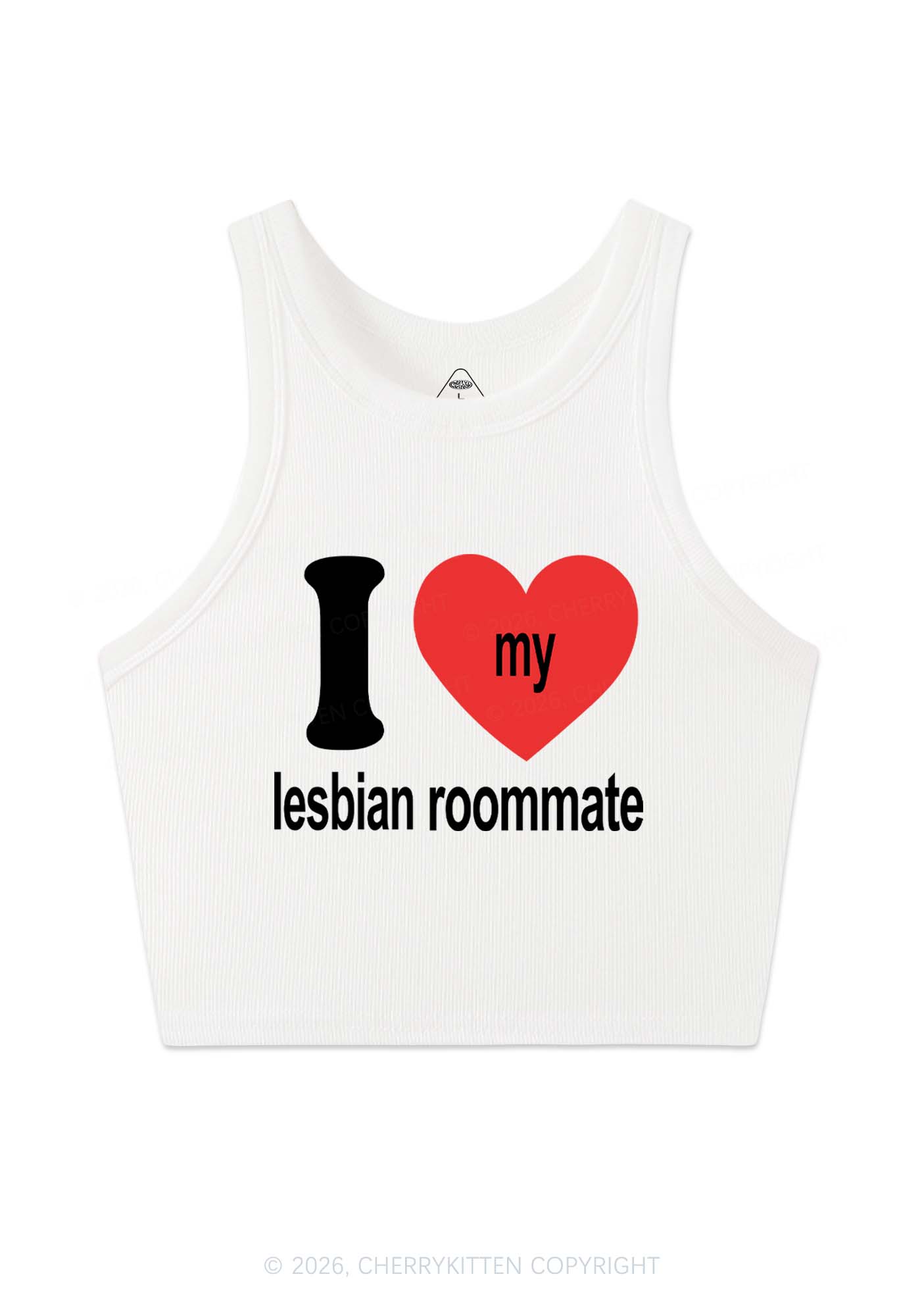I Love My Lesbian Roommate Pride Y2K Crop Tank Top Cherrykitten