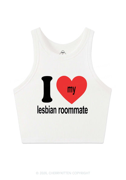 I Love My Lesbian Roommate Pride Y2K Crop Tank Top Cherrykitten