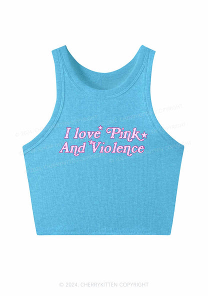 I Love Pink Y2K Crop Tank Top Cherrykitten