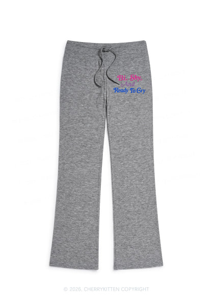 Bi Shy And Ready To Cry Pride Y2K Low Rise Drawstring Flare Pants Cherrykitten