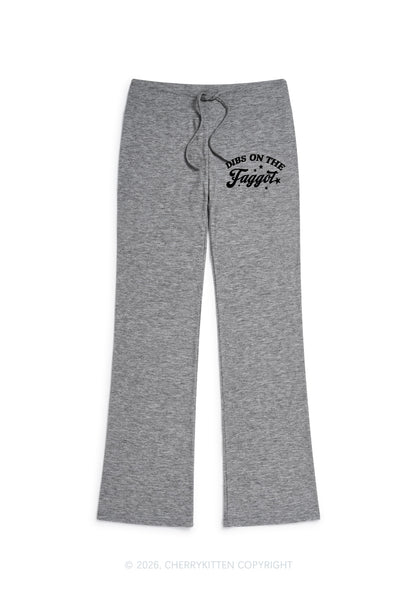 Dibs On The Faggot Pride Y2K Low Rise Drawstring Flare Pants Cherrykitten