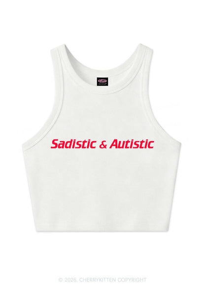 Sadistic Autistic Y2K Crop Tank Top Cherrykitten