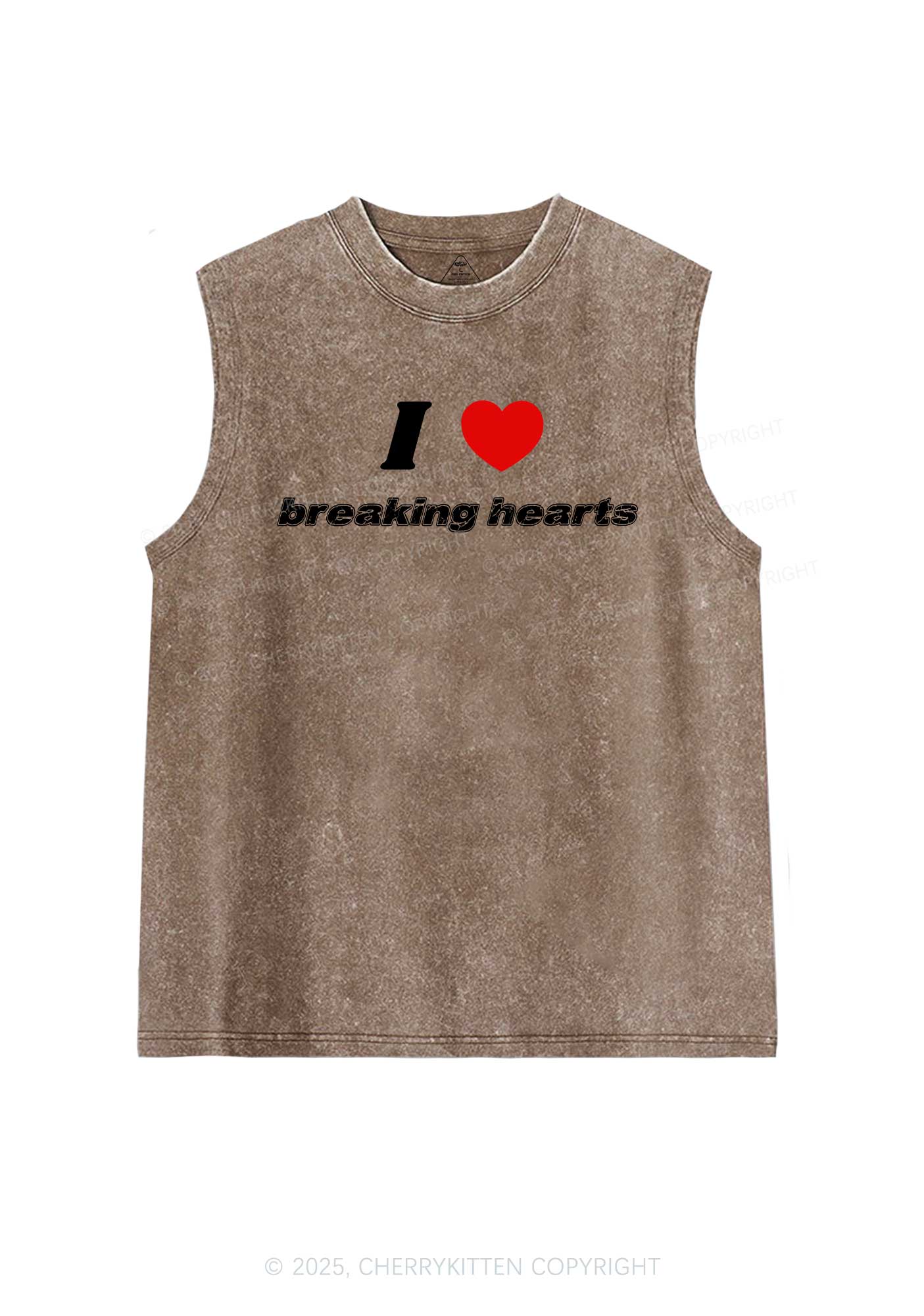 I Love Breaking Hearts Y2K Washed Muscle Tank Cherrykitten