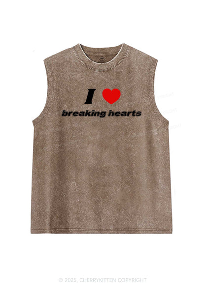 I Love Breaking Hearts Y2K Washed Muscle Tank Cherrykitten