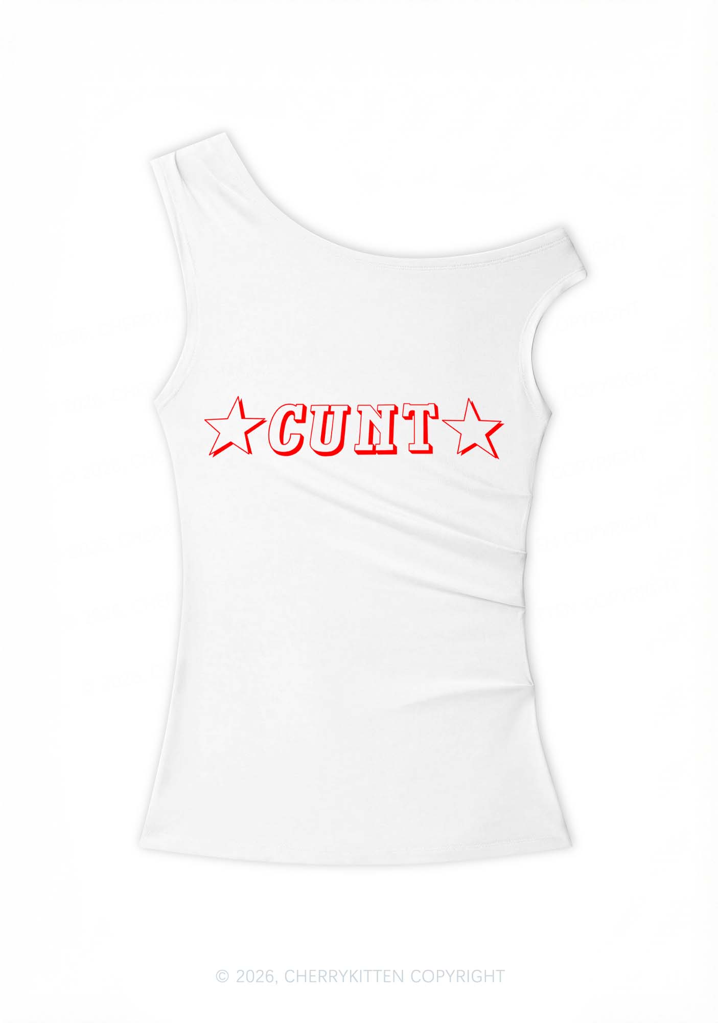 Star Count Y2K Off Shoulder Tank Top Cherrykitten
