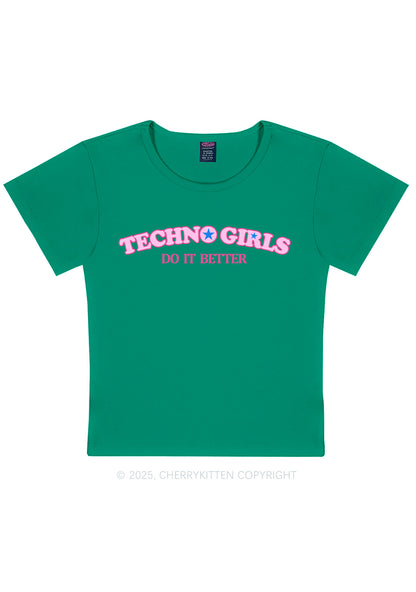 Techno Girl Do Better Y2K Baby Tee Cherrykitten