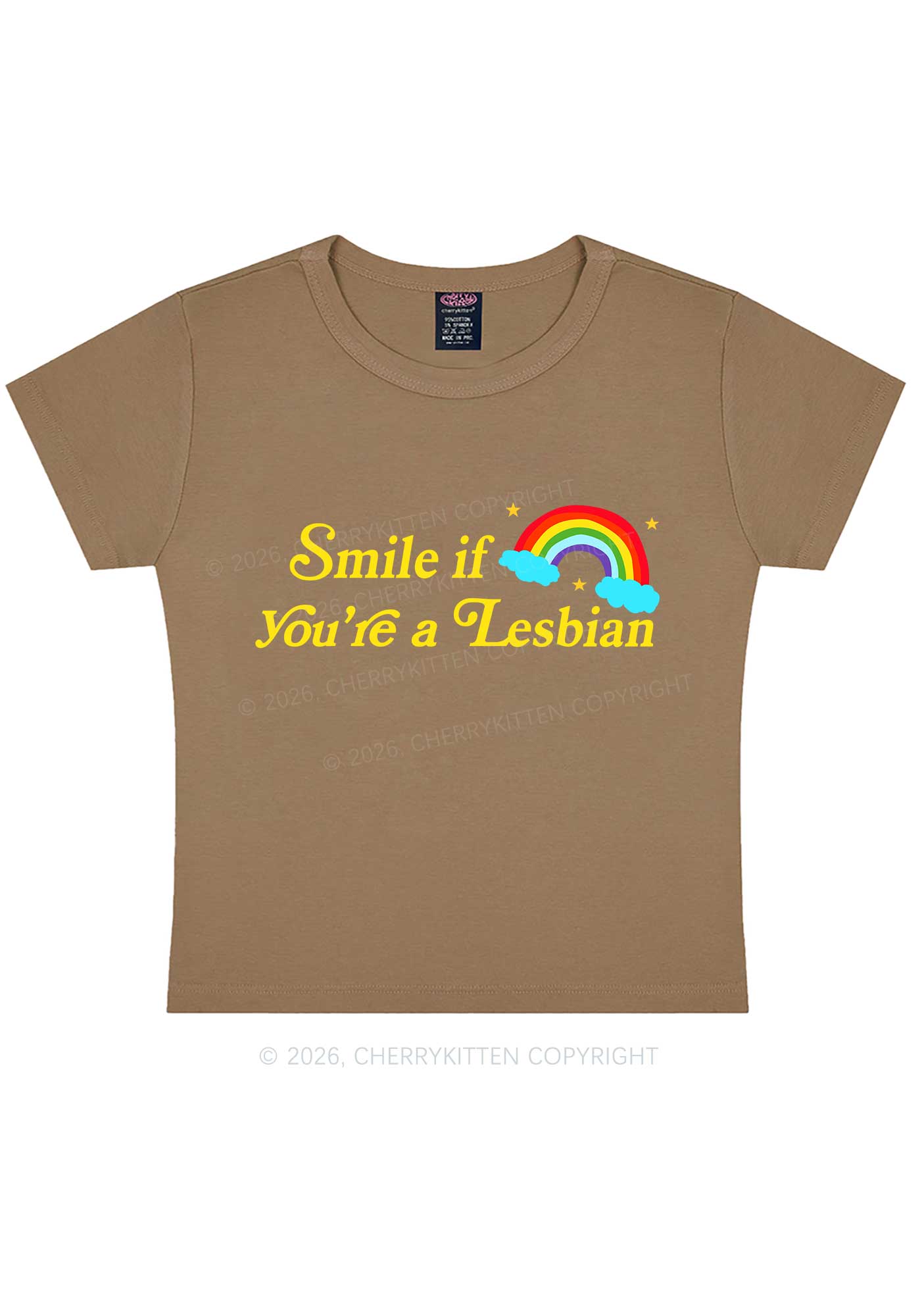 Smile If You Are Lesbian Pride Y2K Baby Tee Cherrykitten