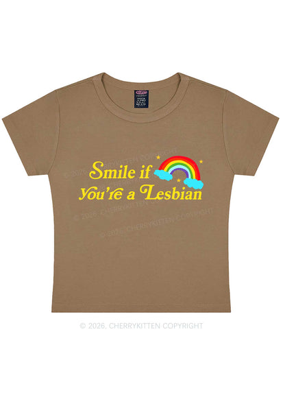 Smile If You Are Lesbian Pride Y2K Baby Tee Cherrykitten