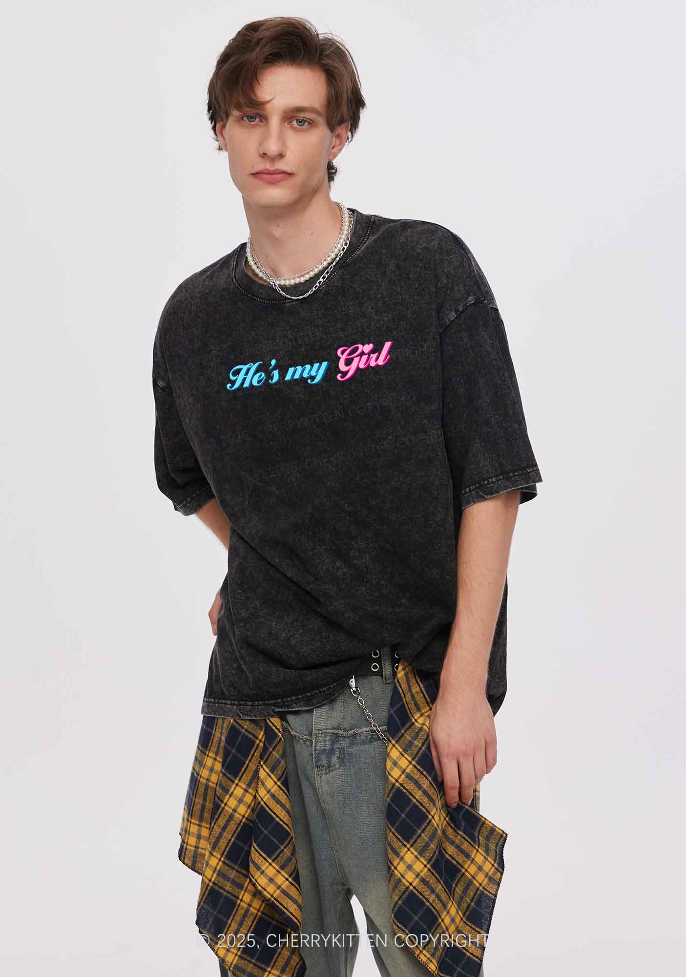 He Is My Girl Pride Y2K Shirts Washed Tee Cherrykitten