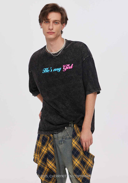 He Is My Girl Pride Y2K Shirts Washed Tee Cherrykitten