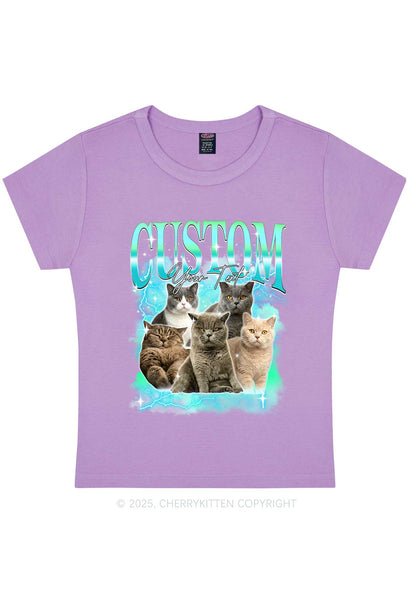 Custom Neon Lightning Cat Photo Y2K Baby Tee Cherrykitten