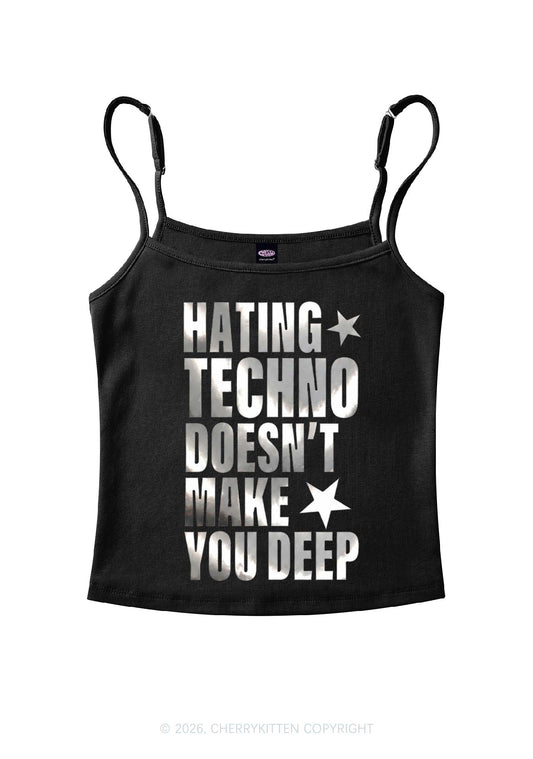 Hating Techno Silver Foil Printed Y2K Spaghetti Strap Cami Cherrykitten