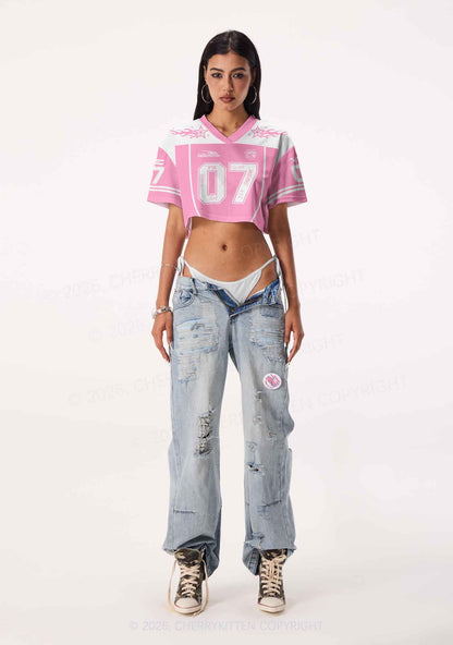 Custom Pink Korean Boys Y2K Crop Sport Jersey Shirts Cherrykitten