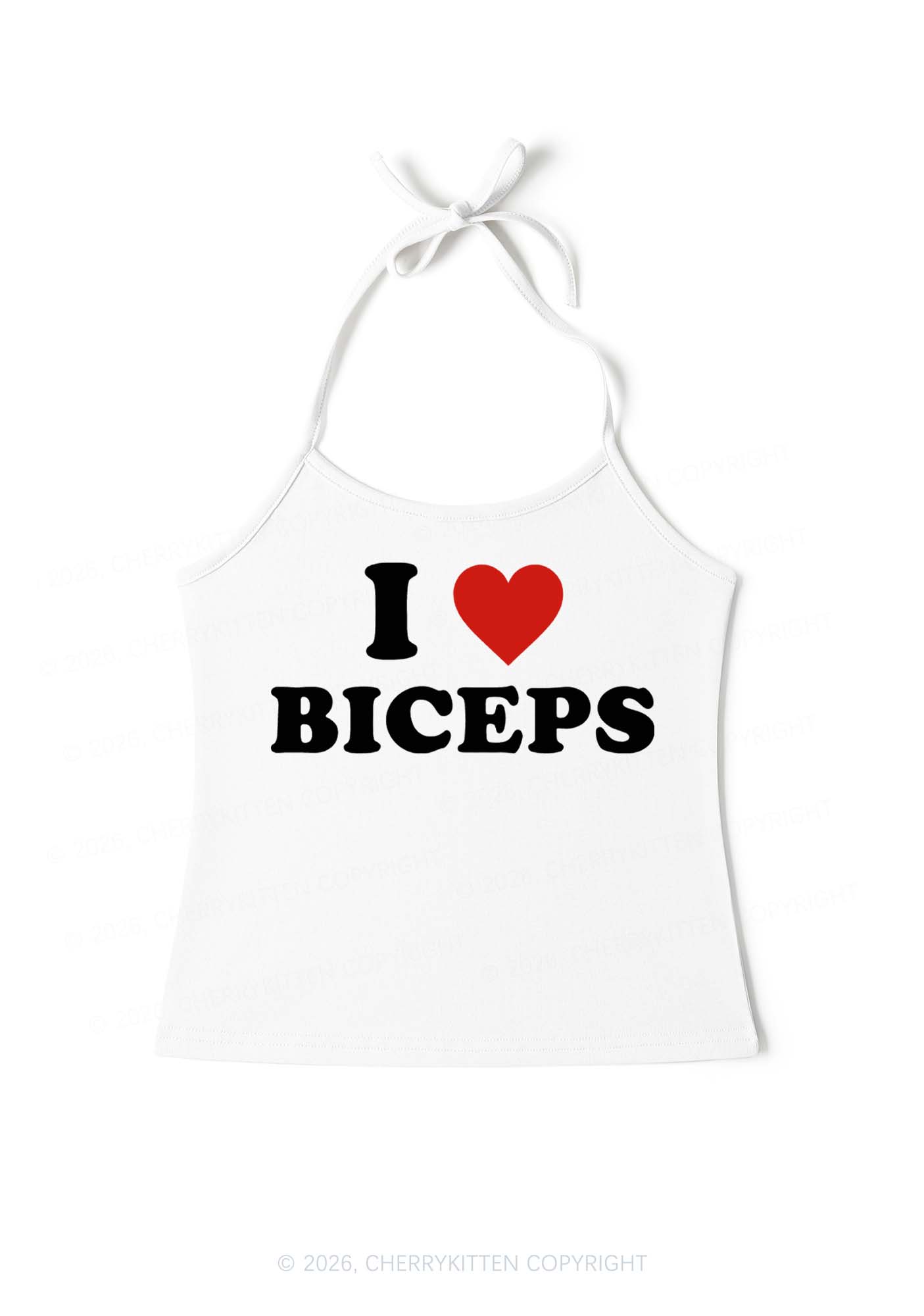 I Love Biceps Y2K Halter Neck Cami Cherrykitten