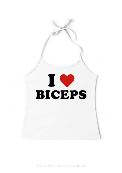 I Love Biceps Y2K Halter Neck Cami Cherrykitten