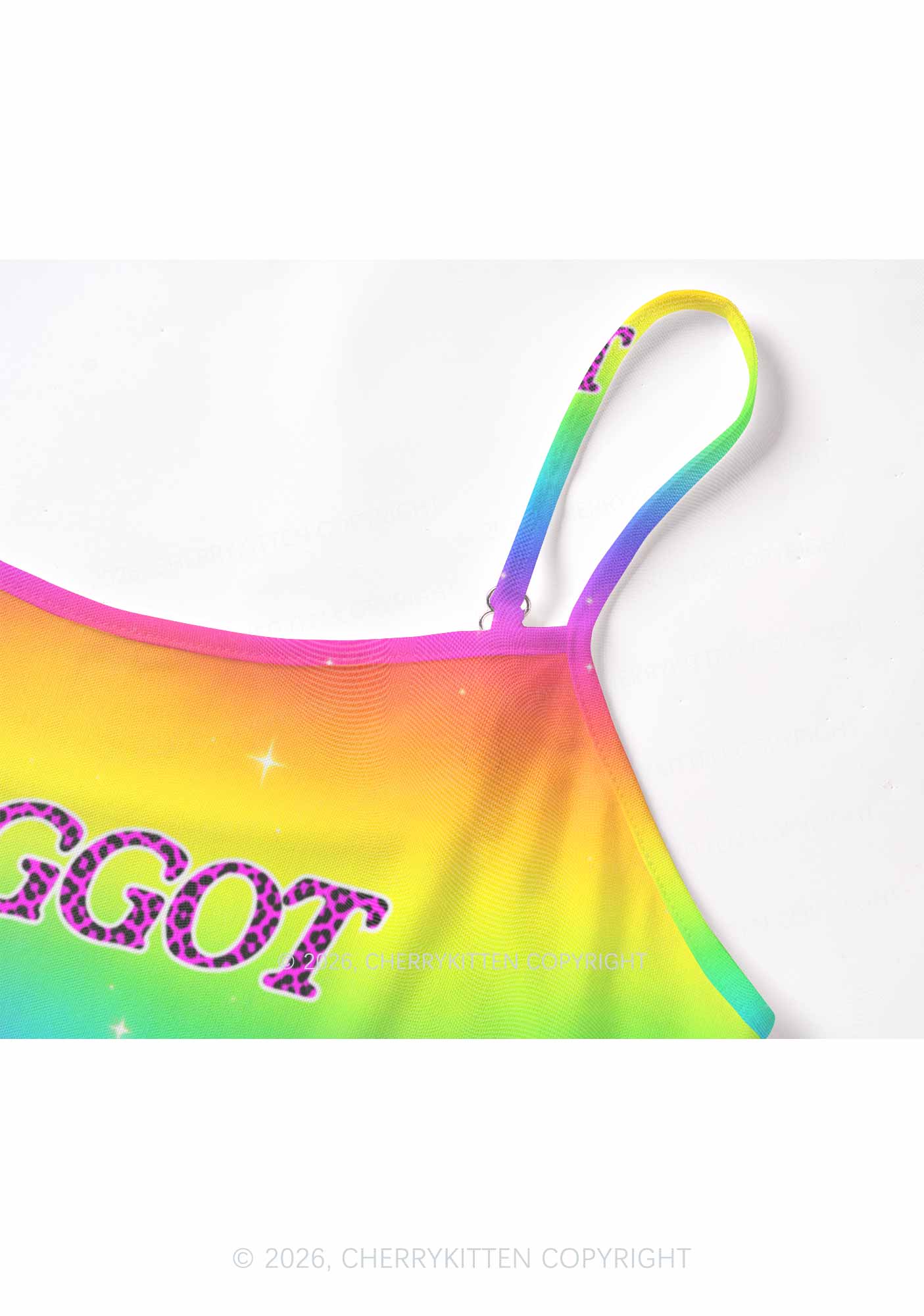 Rainbow Faggot Pride Y2K Mesh Cami Tank Cherrykitten