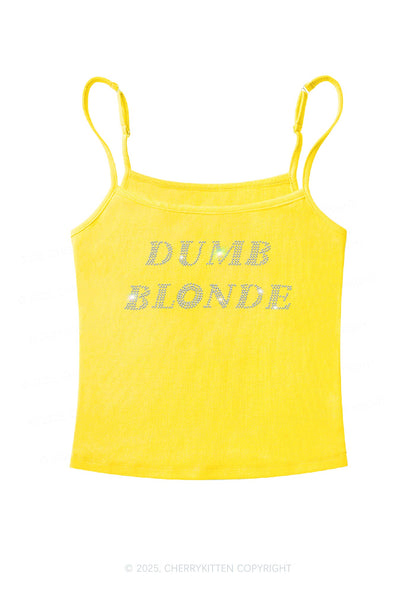 Rhinestone Dumb Blonde Y2K Spaghetti Strap Cami Cherrykitten