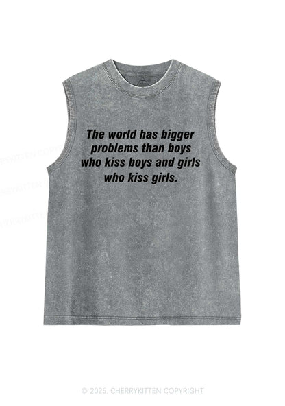 Who Kiss Girls Pride Y2K Washed Muscle Tank Cherrykitten