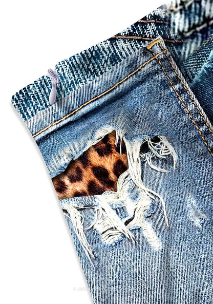 Denim Patchwork Y2K Print Mini Skirt Cherrykitten