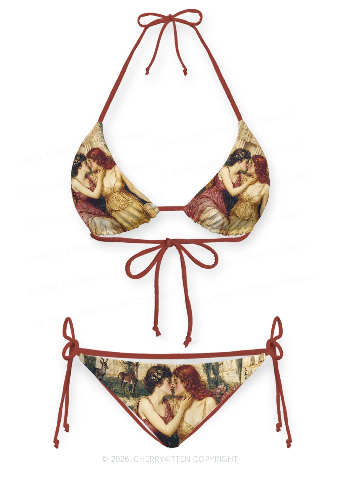 Lesbian Girlfriend Pride Y2K Print Bikini Set Cherrykitten