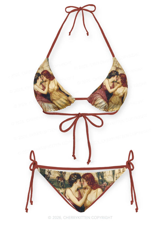 Lesbian Girlfriend Pride Y2K Print Bikini Set Cherrykitten