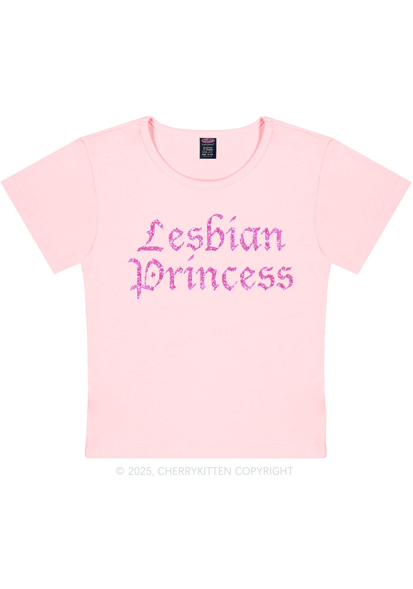Glitter Lesbian Princess Y2K Baby Tee Cherrykitten
