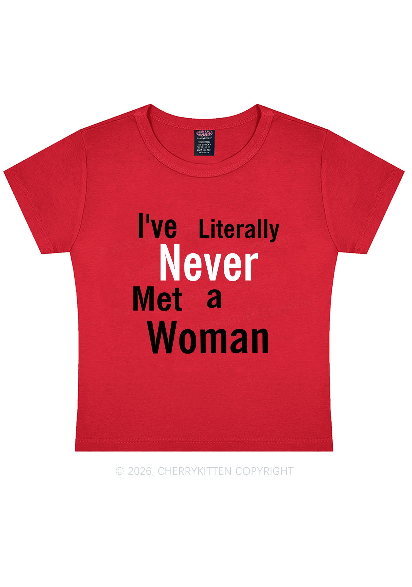 Never Met A Woman Pride Y2K Baby Tee Cherrykitten