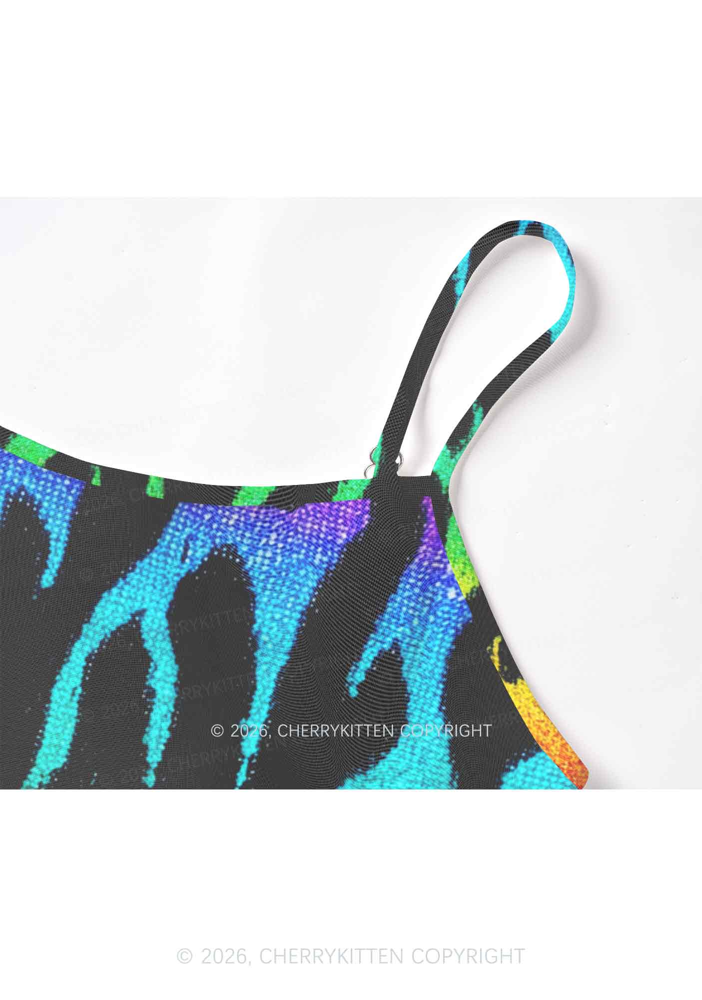 Rainbow Flame Pride Y2K Mesh Cami Tank Cherrykitten