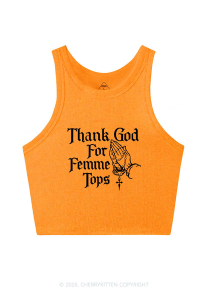 Thank God For Femme Tops Pride Y2K Crop Tank Top Cherrykitten