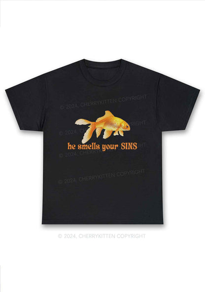 He Smells Your Sins Y2K Chunky Shirt Cherrykitten
