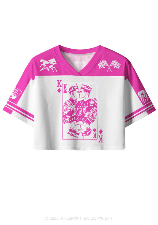 Hot Pink Gay King Pride Y2K Crop Sport Jersey Shirts Cherrykitten