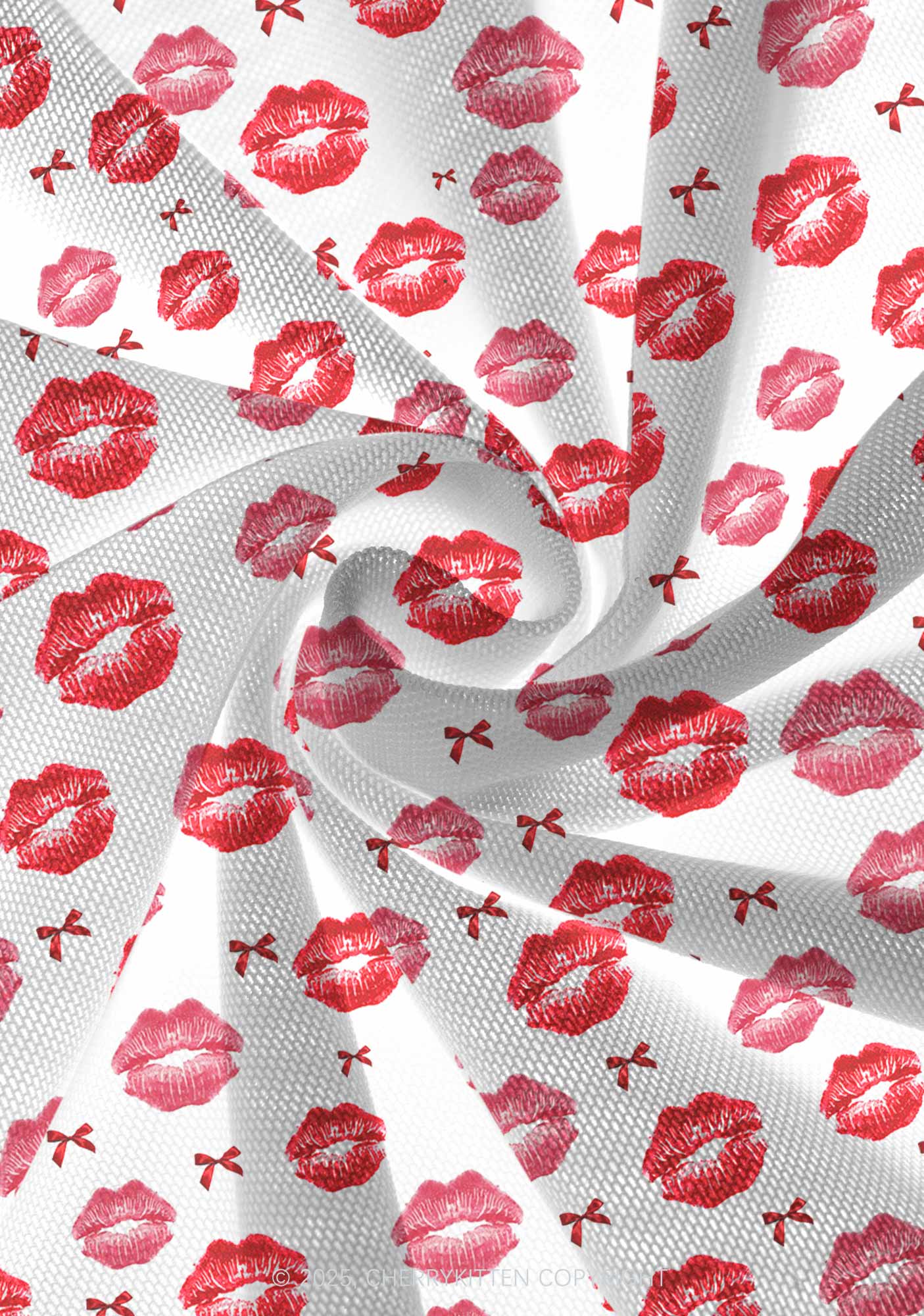 Red Lips Bows Valentine's Day Y2K Print Mini Layered Skirt Cherrykitten