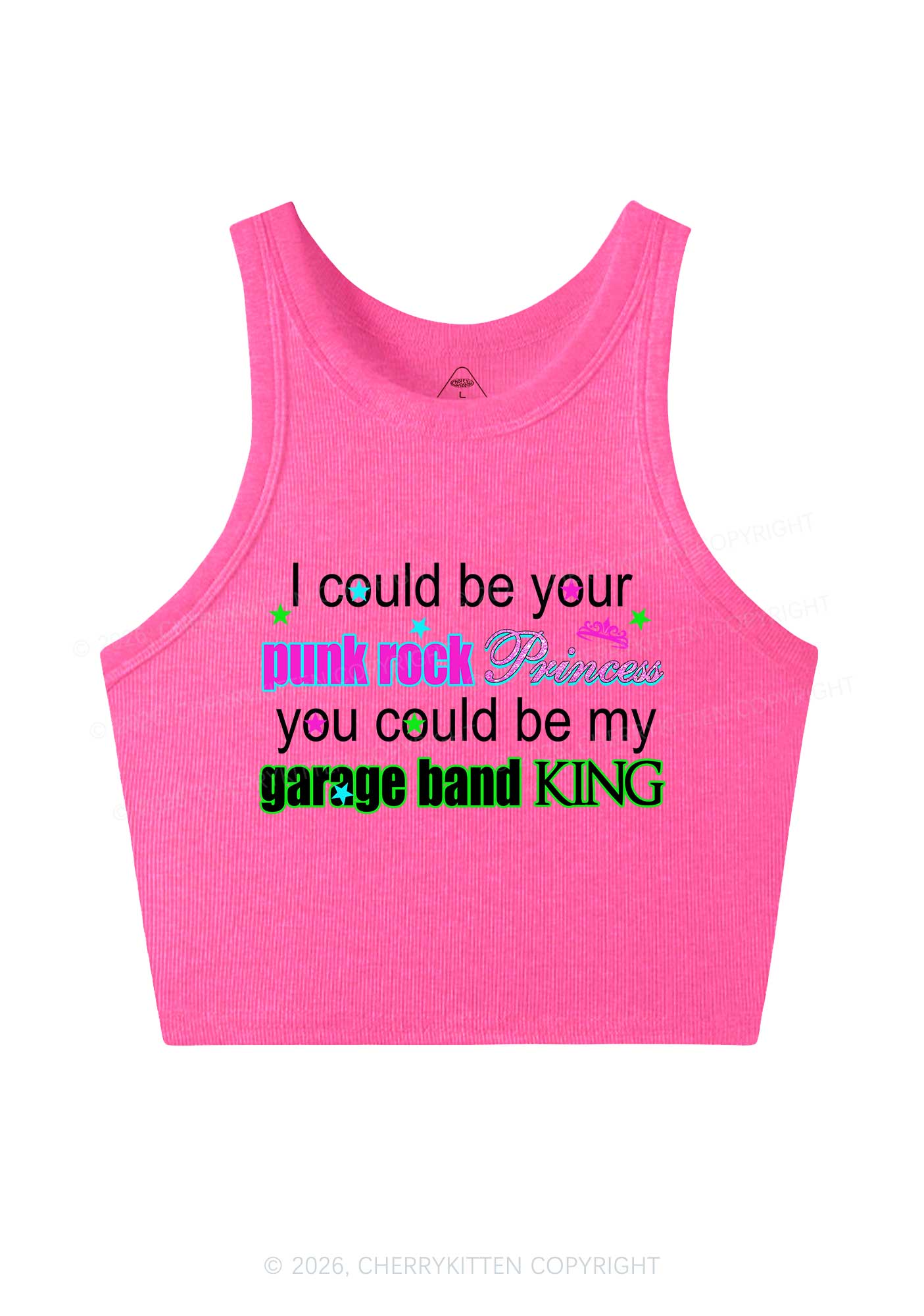 Punk Rock Princess Y2K Crop Tank Top Cherrykitten