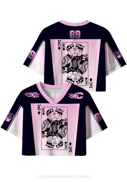 Pink Gradient Gay King Pride Y2K Crop Sport Jersey Shirts Cherrykitten
