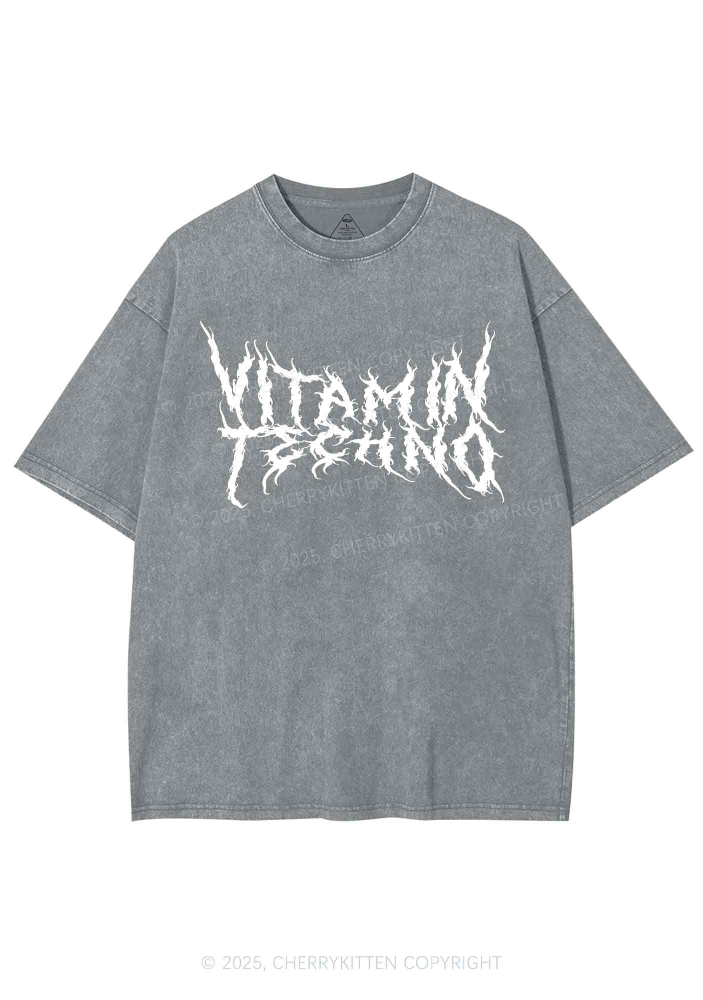 Vitamin Techno Y2K Shirts Washed Tee Cherrykitten