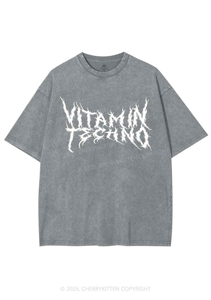 Vitamin Techno Y2K Shirts Washed Tee Cherrykitten