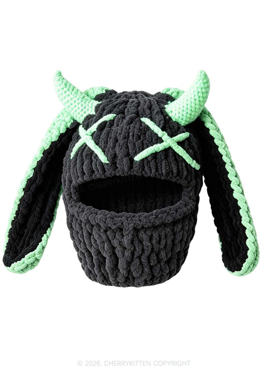 Halloween Black Bunny Horn Y2K Motorcycle Helmet Cover Cherrykitten