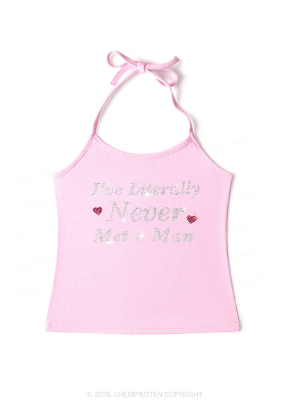 Rhinestone Never Met A Man Pride Y2K Halter Neck Cami Cherrykitten