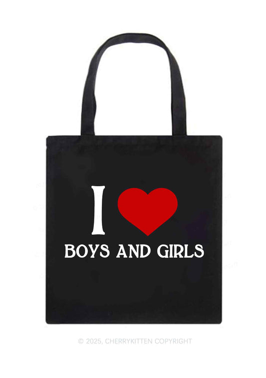 I Love Boys and Girls  Pride Y2K Canvas Tote Bag Cherrykitten