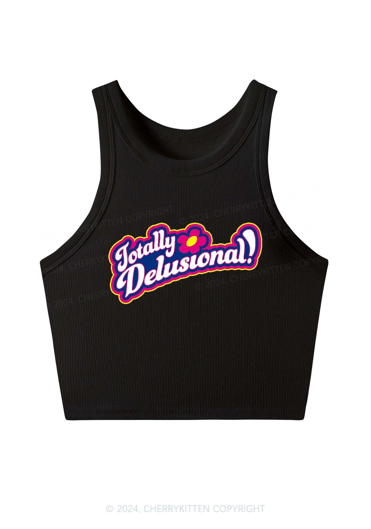 Totally Delusional Y2K Crop Tank Top Cherrykitten
