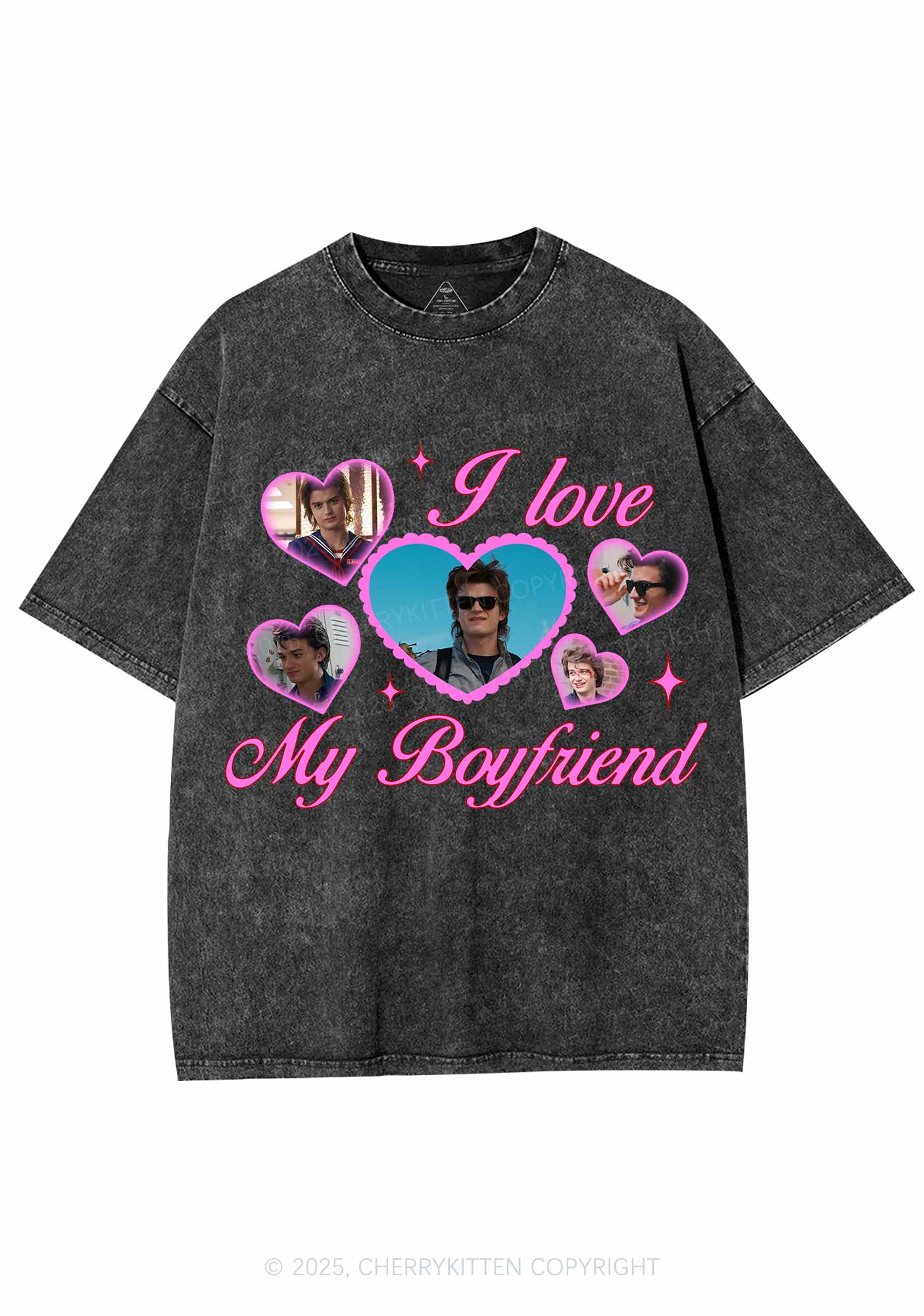 I Love My Boyfriend SH Y2K Shirts Washed Tee Cherrykitten