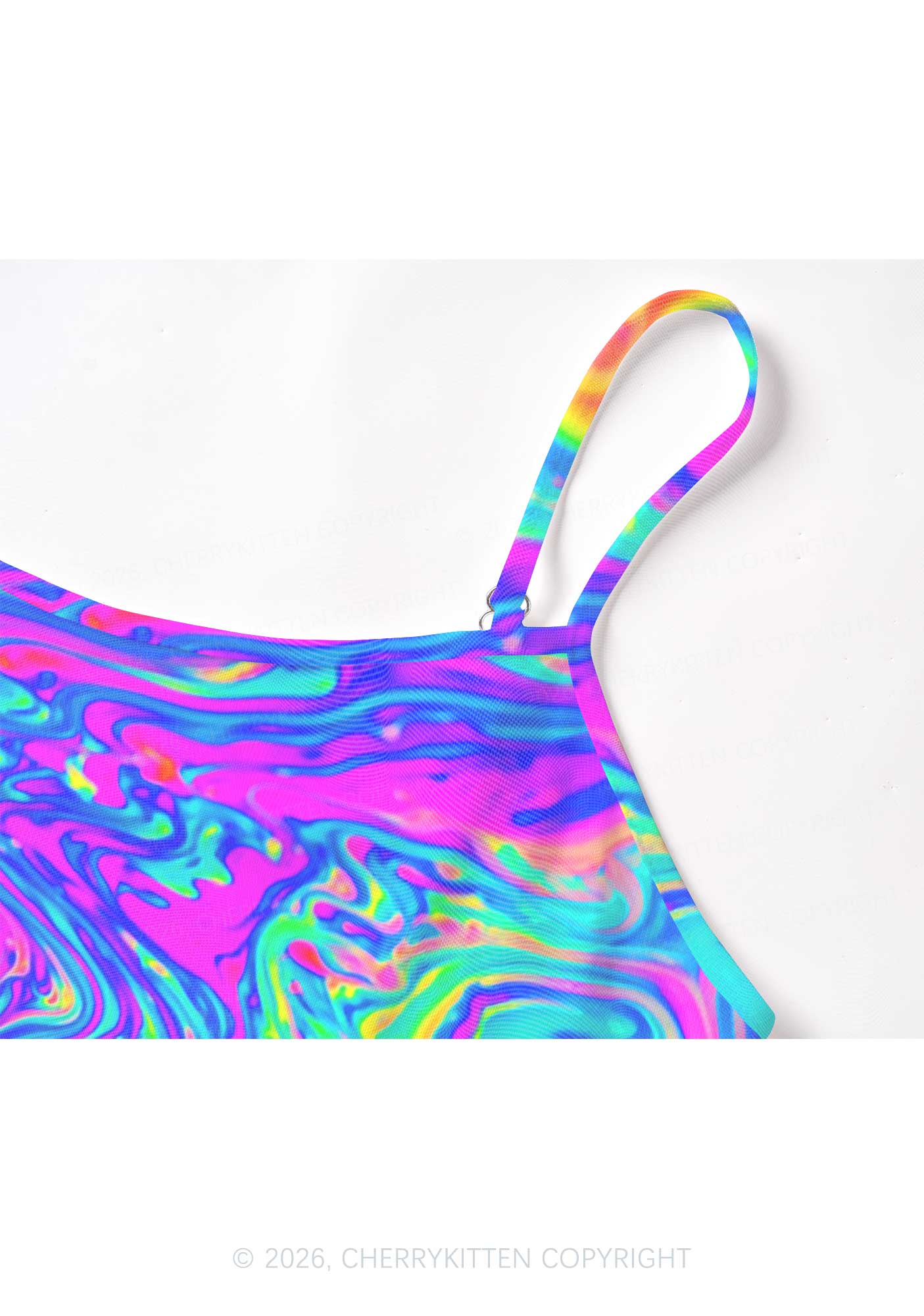 Rainbow Fluid Swirl Y2K Mesh Cami Tank Cherrykitten