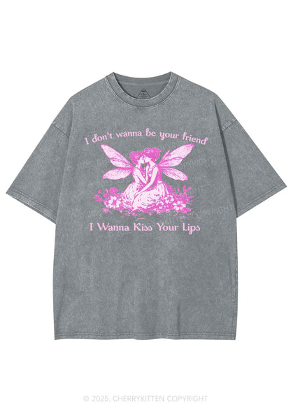 I Wanna Kiss Your Lips Pride Y2K Shirts Washed Tee Cherrykitten