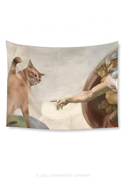 God Give Cat Flag Y2K Tapestry Cherrykitten