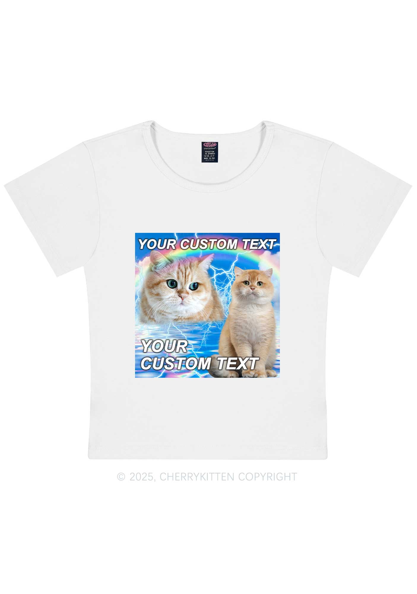 Custom Text Your Kitten Y2K Baby Tee Cherrykitten