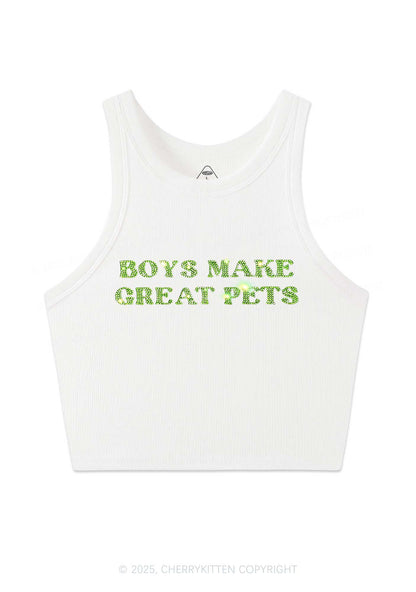 Rhinestone Boys Make Gr8 Pets Y2K Crop Tank Top Cherrykitten