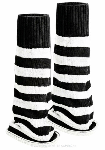 Stripes Knited Y2K Leg Warmers Cherrykitten