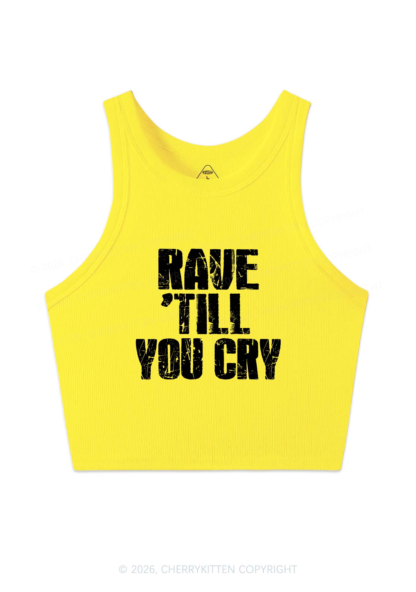 Rave Till You Cry Y2K Crop Tank Top Cherrykitten